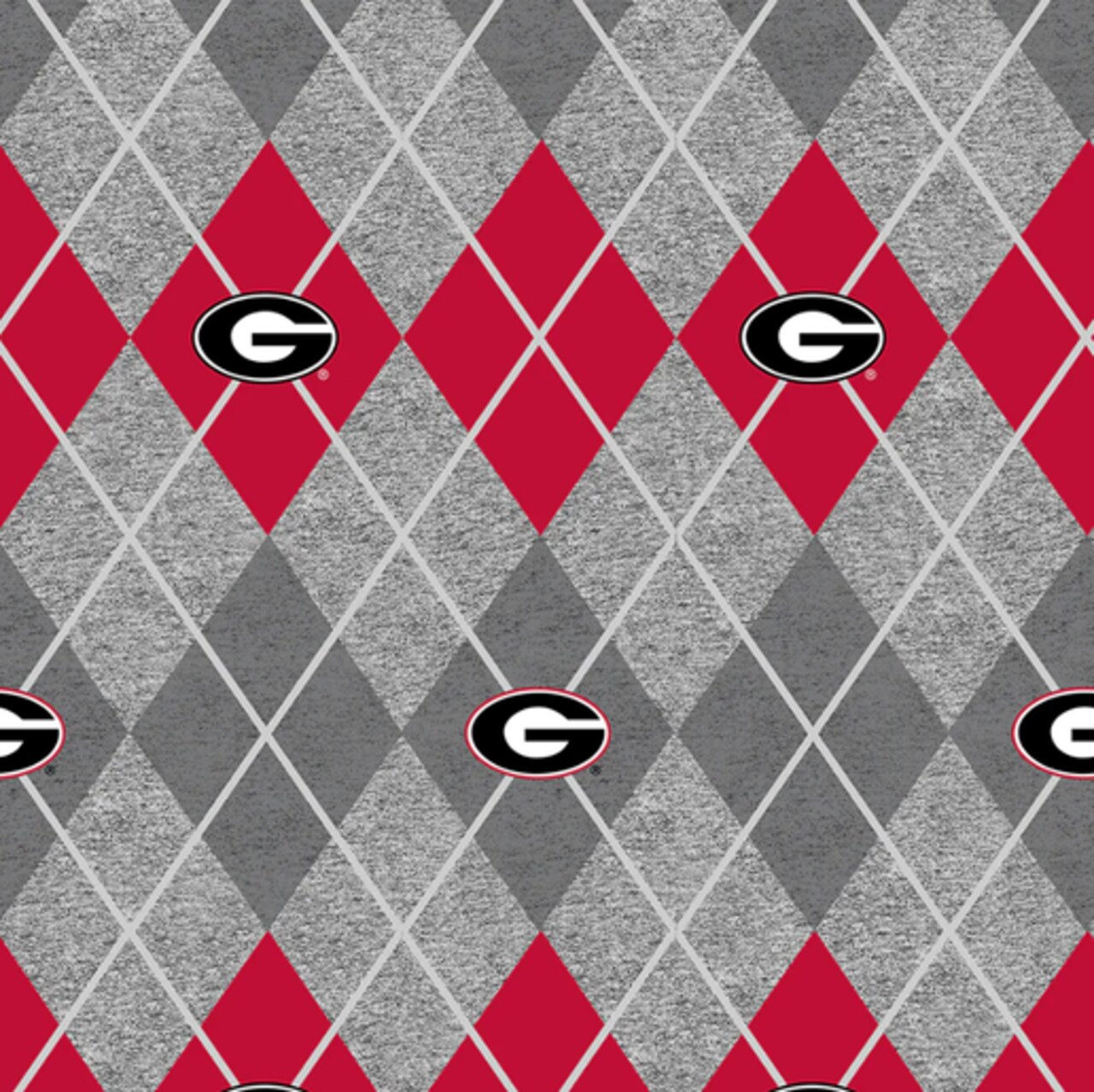 Licensed NCAA University of Georgia Argyle Fleece Fabric by the Yard